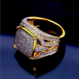 18K Gold Plated Synthetic Zircon.